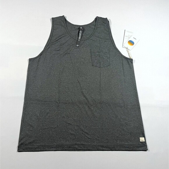 Vuori Men’s Tradewind Performance Gray Heather Mesh Tank Top Sz XL Pocket NWT
